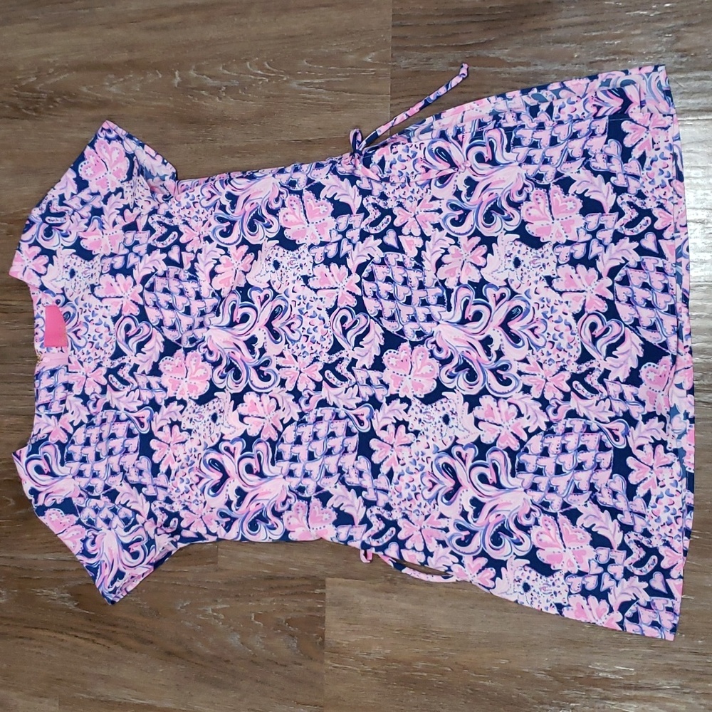 Lilly Pulitzer Pink and Navy Floral Shift Dress